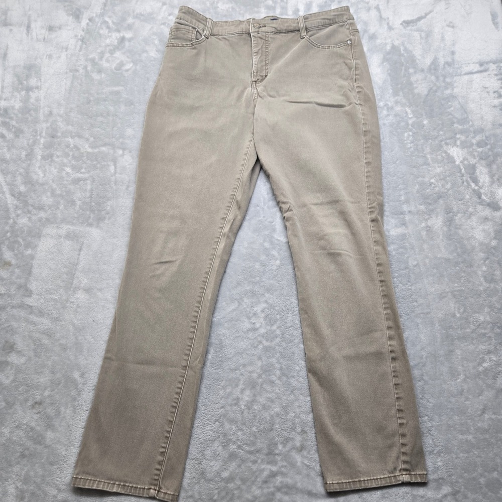 Bandolino Amy Straight Leg‎ Pants Womens 12 Taupe Khaki Cotton Stretch Trousers